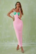 Embellished Strap Cutout Bustier Bodycon Maxi Dress