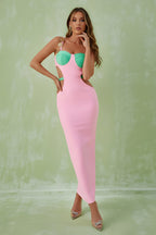 Embellished Strap Cutout Bustier Bodycon Maxi Dress
