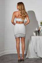 Beaded Halter Cut-Out Embellished Bodycon Mini Dress