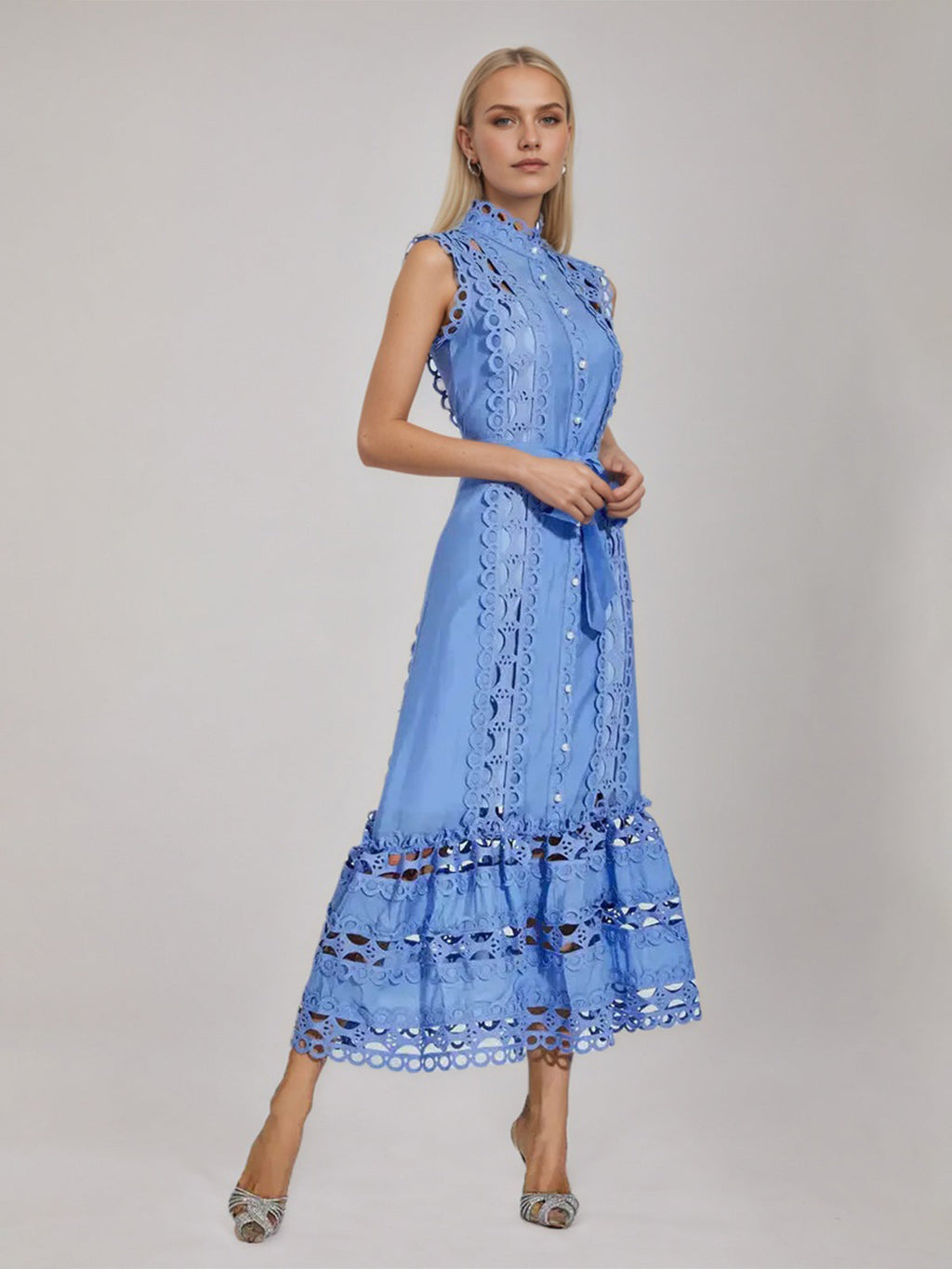 Black Sleeveless Hollow Maxi Dress