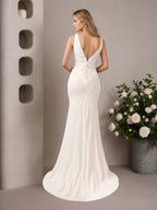 Robe de mariée sirène en satin et dentelle blanche