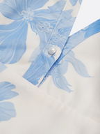 Robe maxi ligne A bleu clair en chiffon à fleurs col en V sans manches