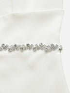 White V Neck Sleeveless Rhinestone A-Line Midi Dress