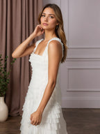 Robe de mariée en tulle froncé, coupe A