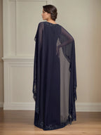 Sheath/Column Scoop Floor Length Chiffon Mother of the Bride Dress With Appliques Sequins