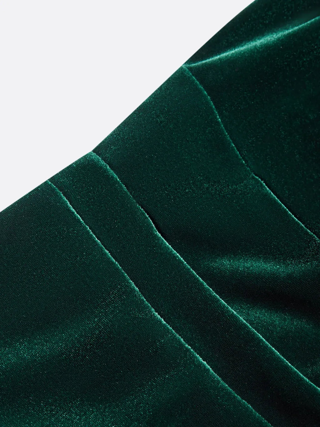 Vestido midi ajustado de terciopelo verde con cuello barco, mangas largas y flores 3D fruncidas