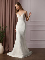 Robe de mariée sirène en dentelle blanche