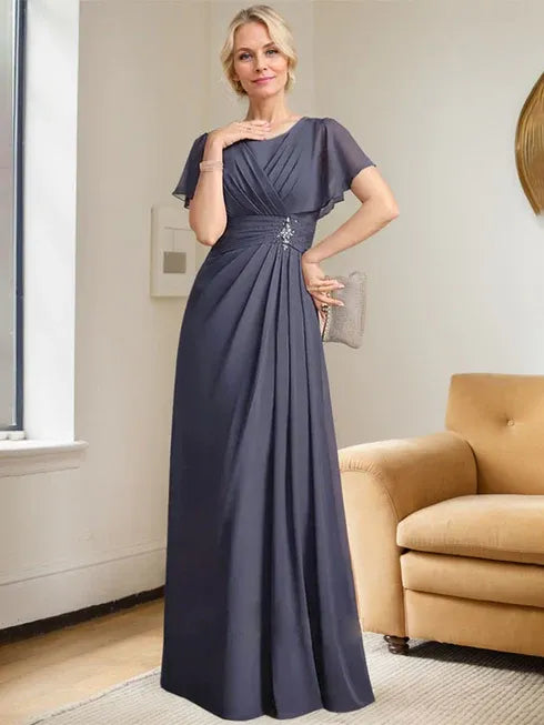a-line scoop floor-length chiffon bridesmaid dress Pink A-line Scoop Floor-Length Chiffon Junior Bridesmaid Dress