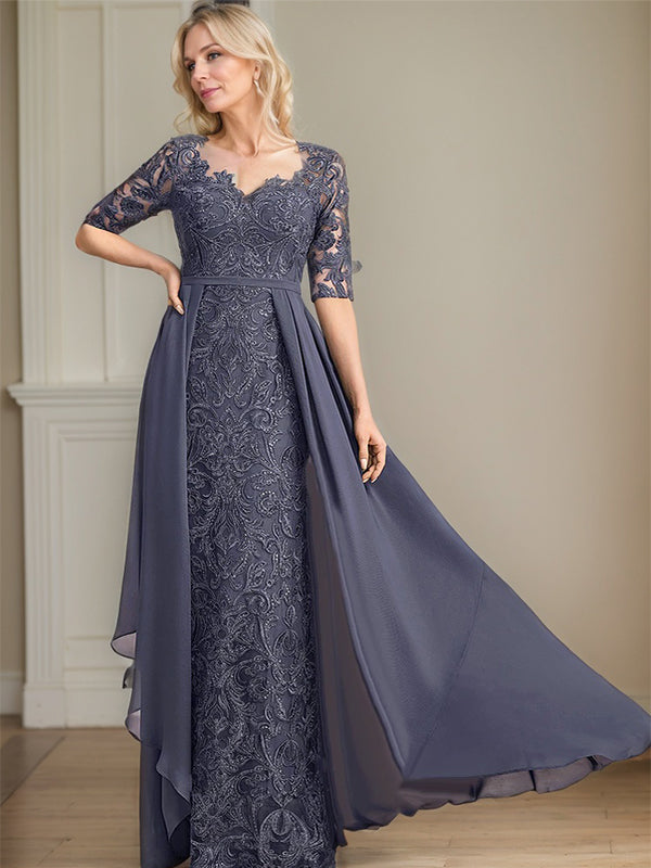 Robe maxi en chiffon et dentelle