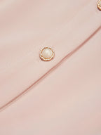 Robe midi plissée rose classique à col chemise et manches courtes ligne A