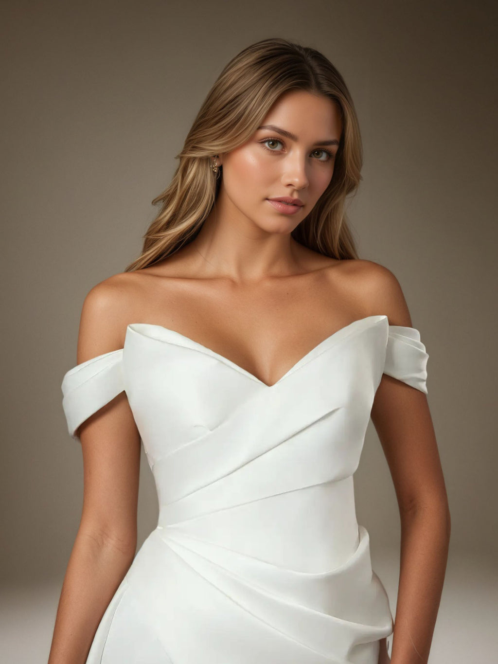 Abito da sposa sirena bianco senza spalline in raso doppio