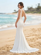 Square Neck Sleeveless Mermaid Wedding Gown