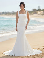 Square Neck Sleeveless Mermaid Wedding Gown