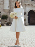 Ivory Short A Line Simple Wedding Dress with Sleeves