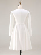 Ivory Short A Line Simple Wedding Dress with Sleeves