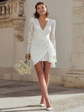 Ivory Bodycon V-Neck Short Bridal Shower Dress with Drape