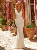 Ivory Mermaid Floor-Length Ruched Wedding Dress