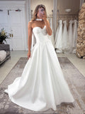 Modern Simple A-Line Sweetheart Satin Wedding Gown