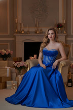 Elegant Strapless Corset Ball Gown with Embellished Bodice
