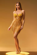 Glamorous Chain Detail Halter Neck Party Mini Dress