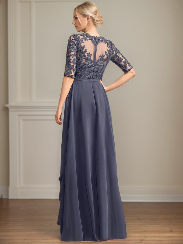 Robe maxi en chiffon et dentelle