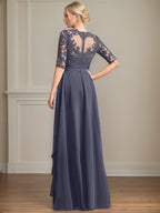 Robe maxi en chiffon et dentelle