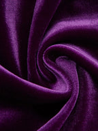 Lila Kreuz Samt V-Ausschnitt Langarm Puffärmel Etui Midi-Kleid