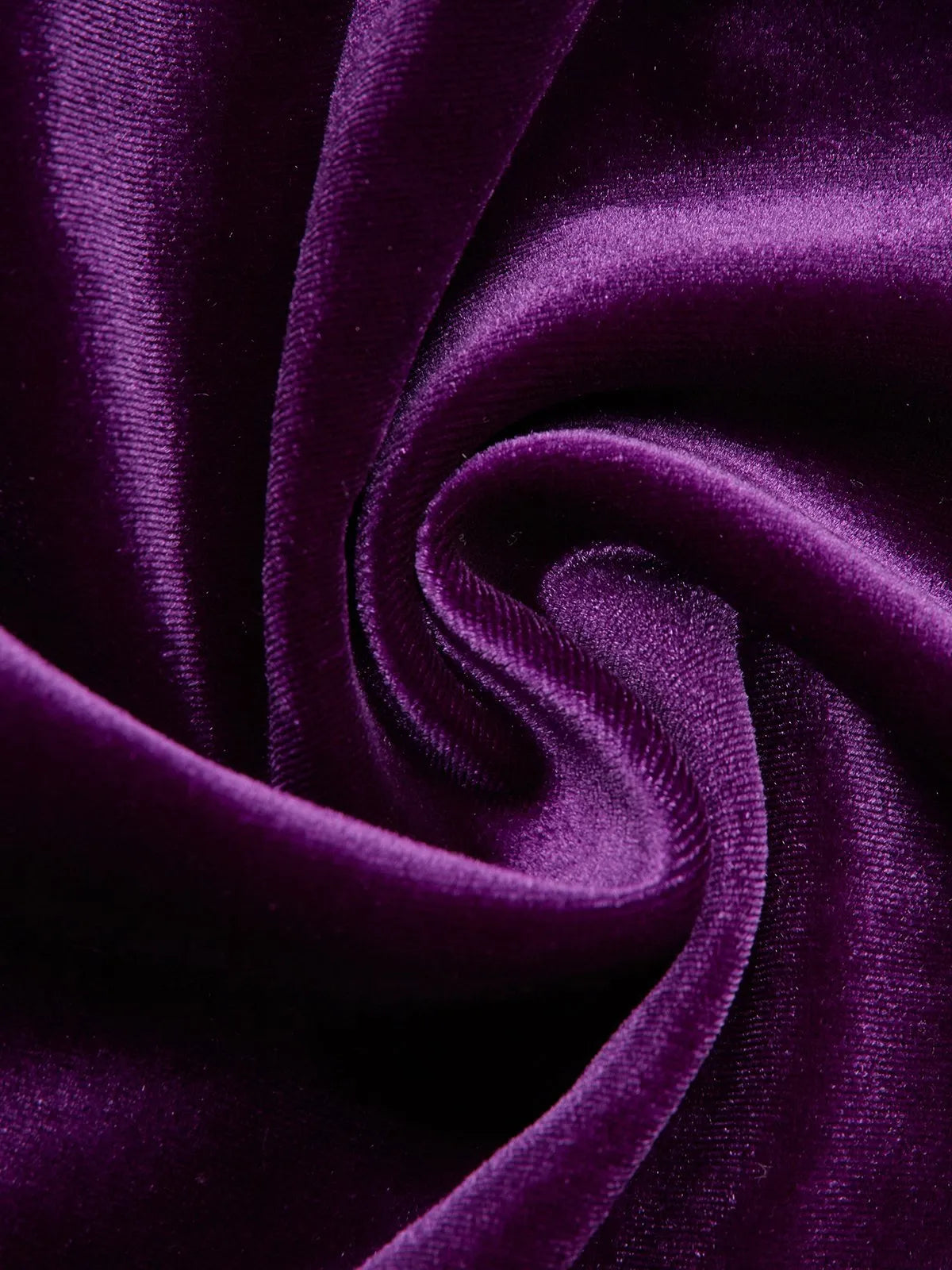 Lila Kreuz Samt V-Ausschnitt Langarm Puffärmel Etui Midi-Kleid