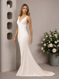 Robe de mariée sirène en satin et dentelle blanche