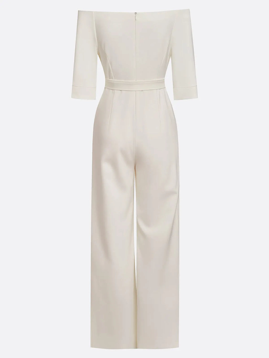 Mono blanco para mujer con escote off-shoulder y manga media elegante