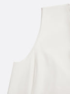 Robe midi abricot en lyocell coton, col rond, sans manches, ligne A
