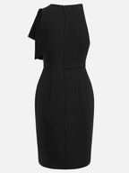 Mini-robe noire fourreau à col licou avec nœud