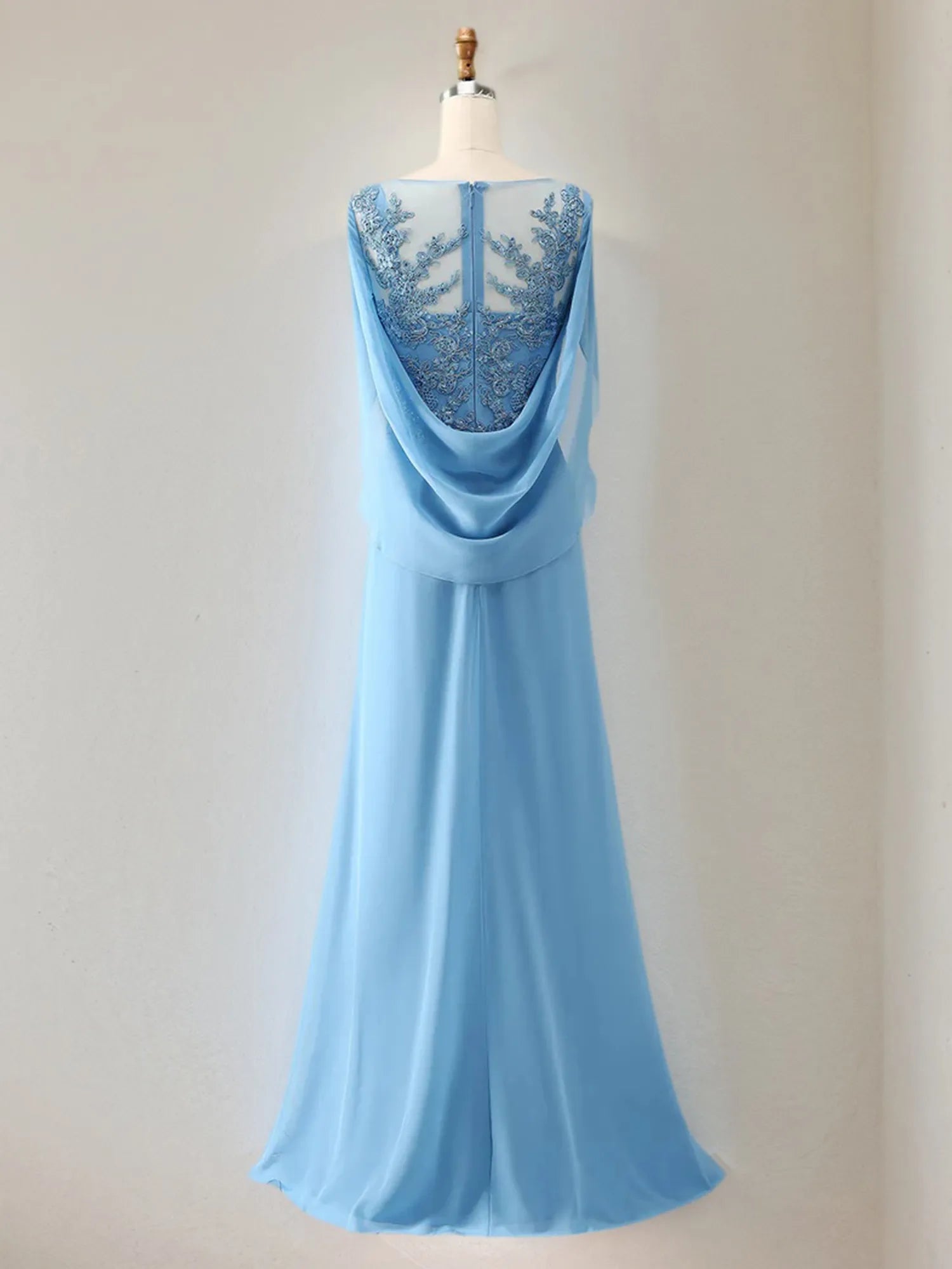 Vestido para madre de la novia trompeta/sirena de gasa con escote redondo, mangas 1/2 y cuentas