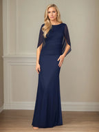 Trumpet/Mermaid Scoop Neck Cap Sleeves Mesh Mother of the Bride Dress