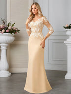 Sheath/Column Scoop Illusion Sweep Train Chiffon Evening Dress With Sequins