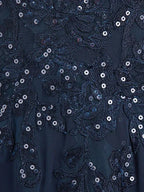 A-Linien V-Ausschnitt Bodenlanges Spitzen-Chiffon Kleid für die Brautmutter mit Pailletten