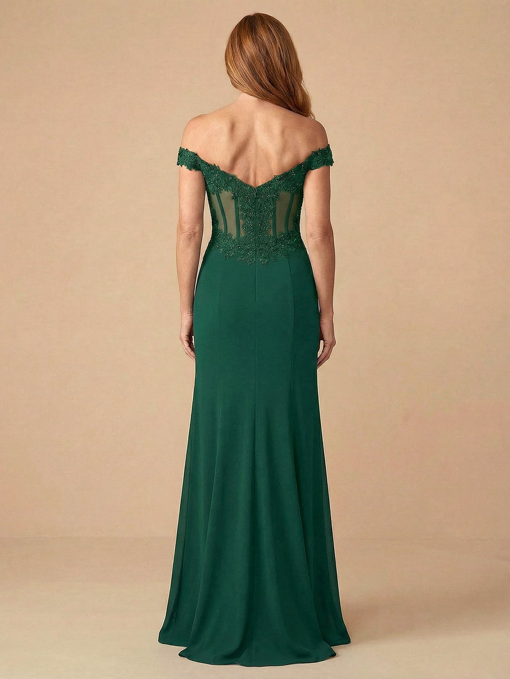 Vestido largo de madre de la novia trompeta/sirena con escote off-shoulder