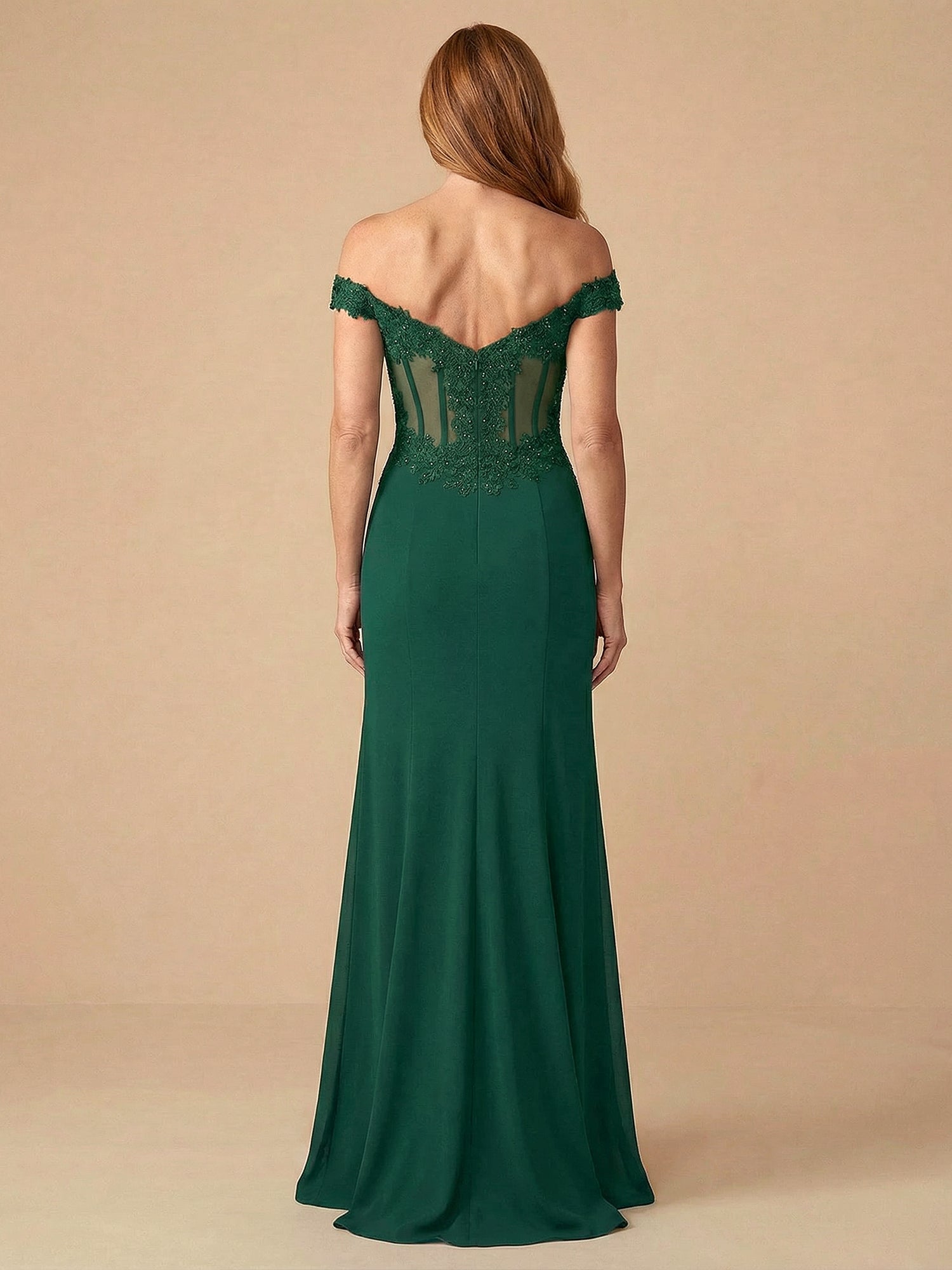 Vestido largo de madre de la novia trompeta/sirena con escote off-shoulder