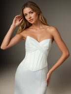 Robe de mariée sirène blanche en satin bustier