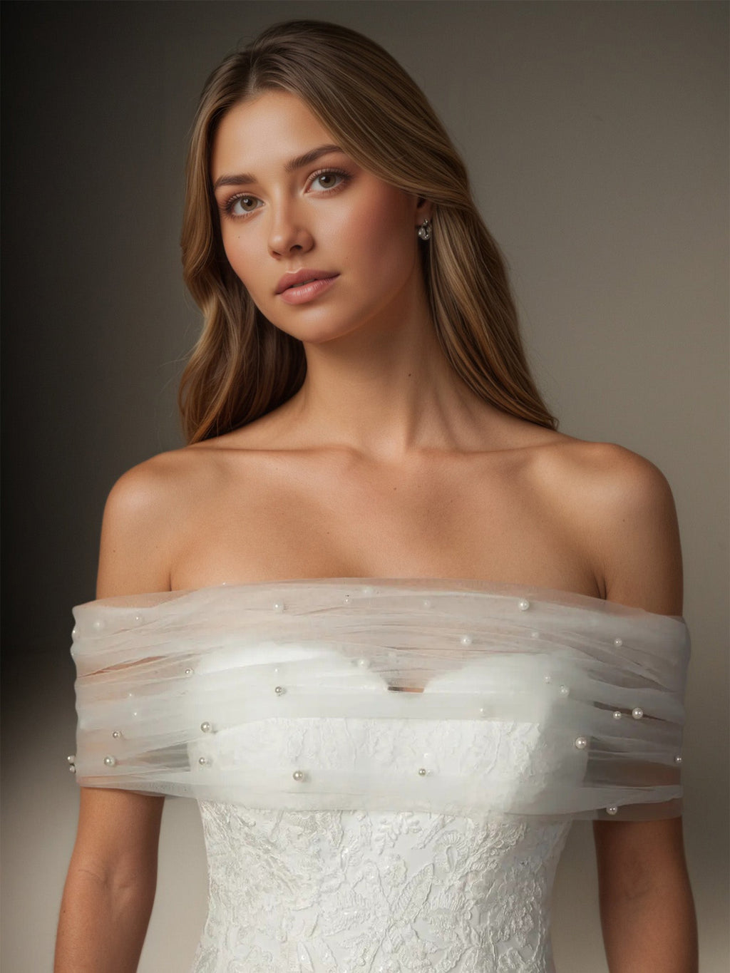 Weißes Meerjungfrauen-Hochzeitskleid aus Pailletten-Stretch-Crêpe