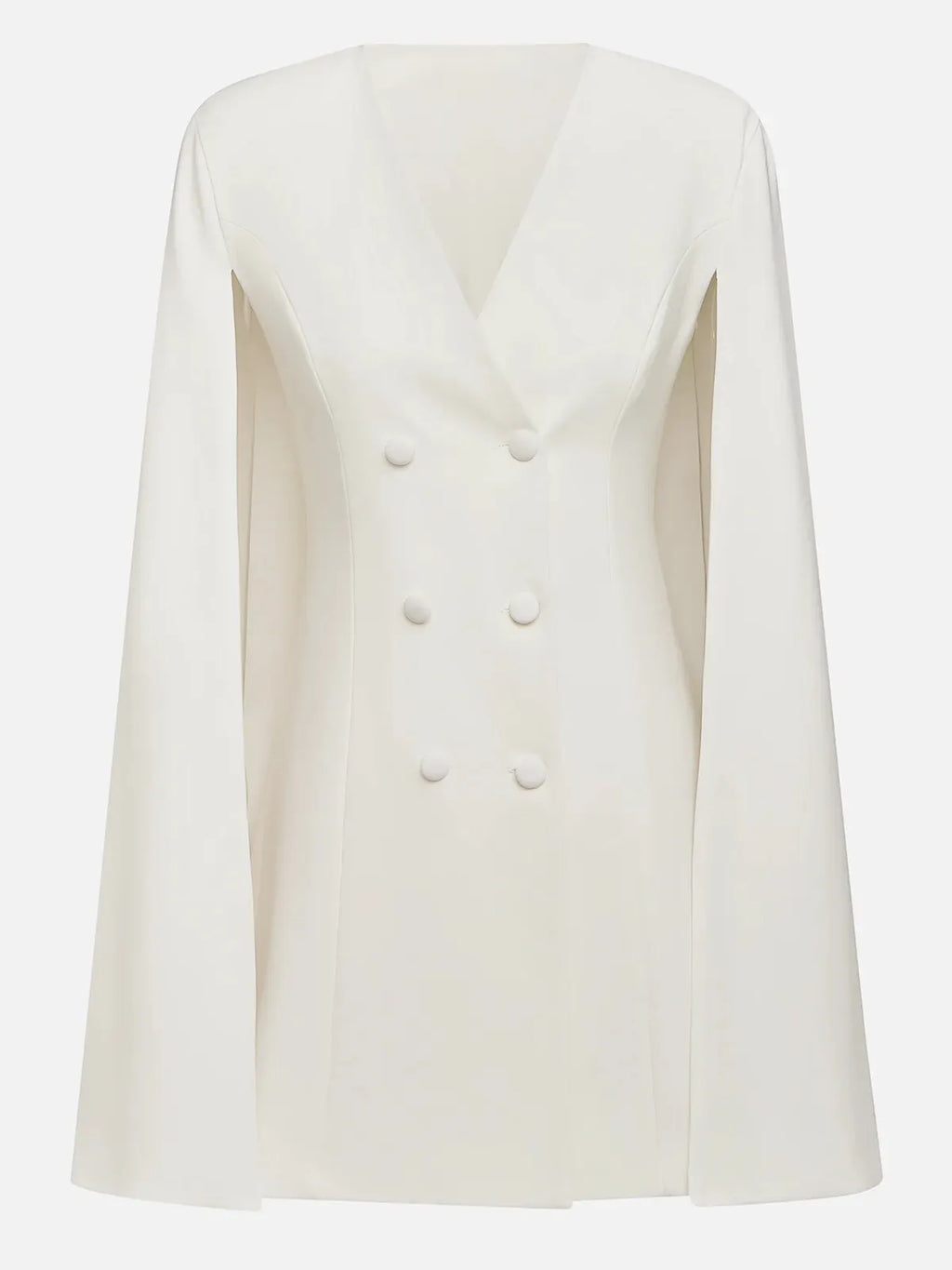 Vestido mini de fiesta blanco sin mangas en línea A con blazer de hebilla y escote en V