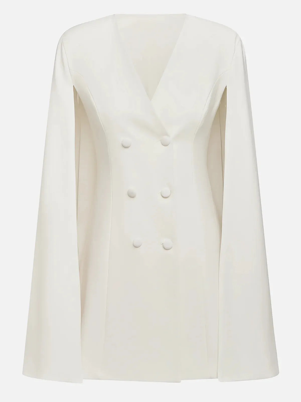 Vestido mini de fiesta blanco sin mangas en línea A con blazer de hebilla y escote en V