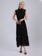 Black Sleeveless Hollow Maxi Dress