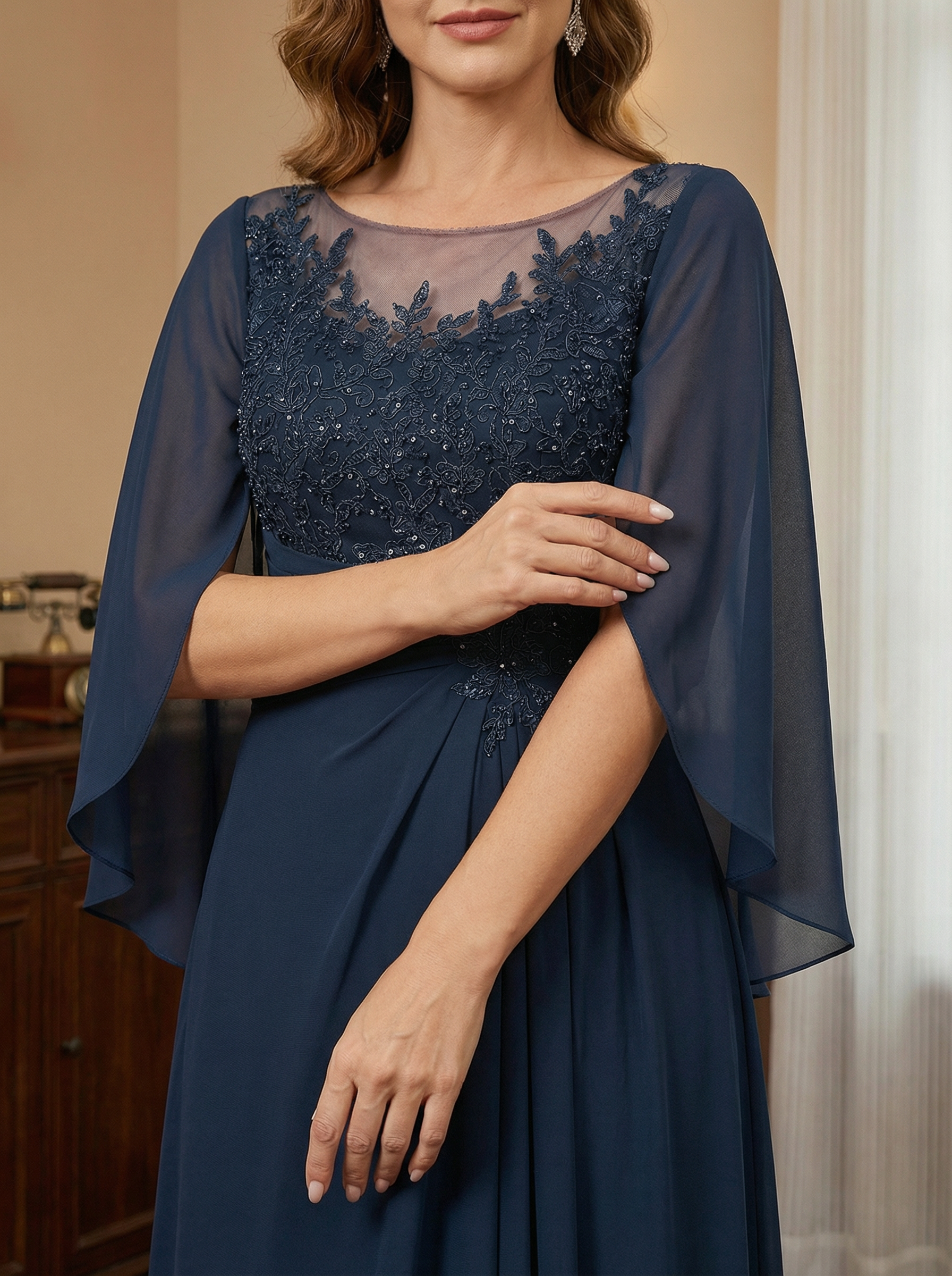 Robes mère de la mariée coupe princesse/A-line longueur au sol avec plis et paillettes