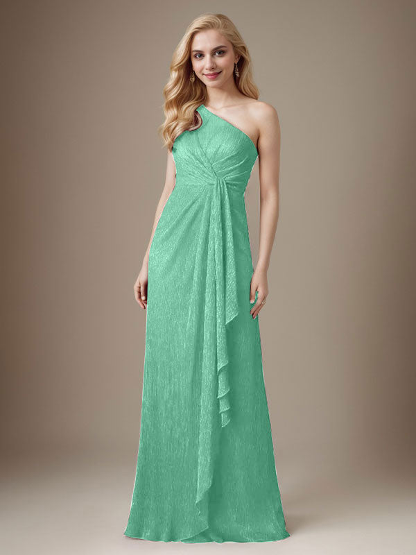 Rubinrotes Etuikleid mit einer Schulter aus metallischem Mesh Mutterkleid der Braut