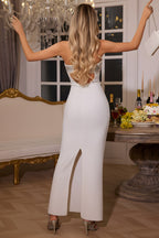 Strapless Embellished Bust Cutout Bodycon Floor Length Gown