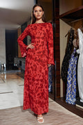 Long Sleeve Floral Print Maxi Dress with Flared Cuffs