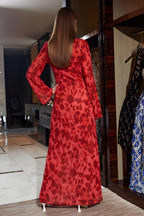 Long Sleeve Floral Print Maxi Dress with Flared Cuffs