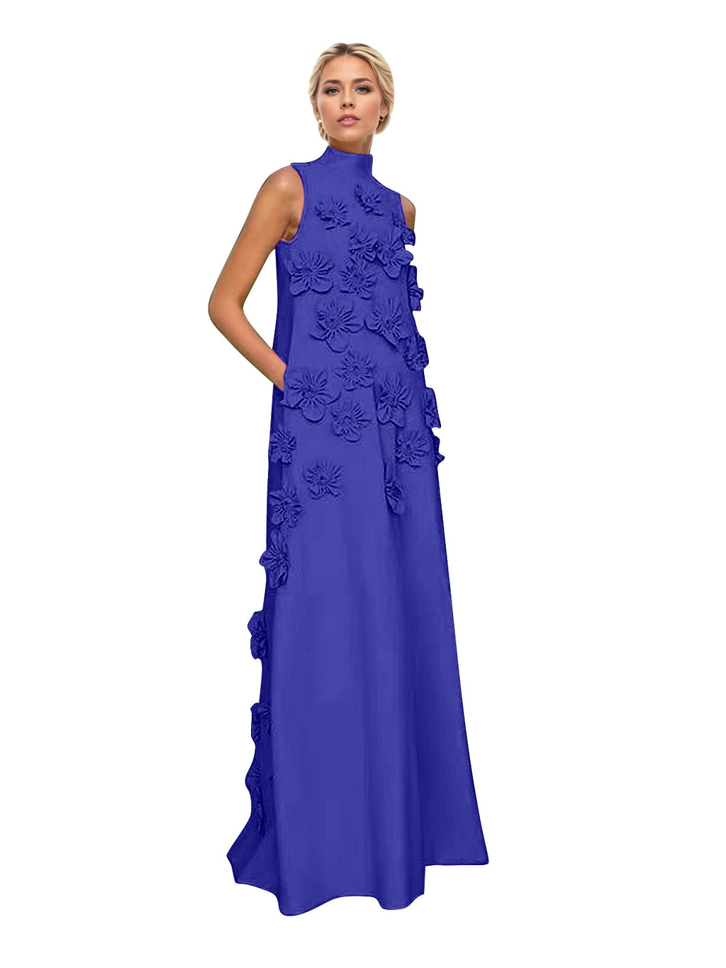 Vestido Longo Hank com Aplicação de Flores