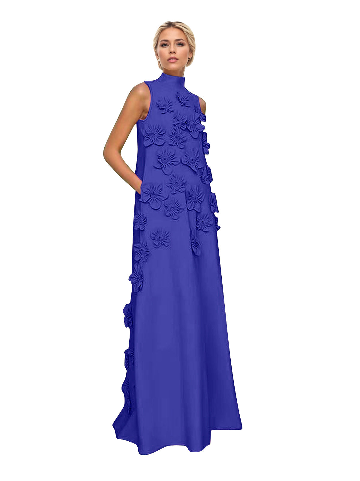 Vestido Longo Hank com Aplicação de Flores